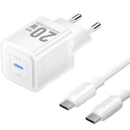 Vention Cargador de Pared GaN TZ-FEPW0-EU-01 con 1xUSB-C y Cable USB-C 20W Vention Cargador de Pared GaN TZ-FEPW0-EU-01 con 1xUSB-C y Cable USB-C 20W